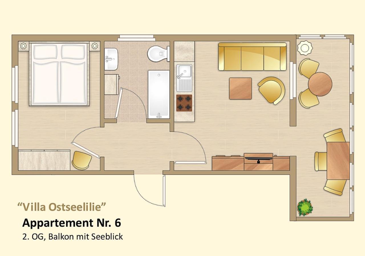Villa Ostseelilie - Appartements Mit Balkon Und Meerblick Сасниц Стая снимка