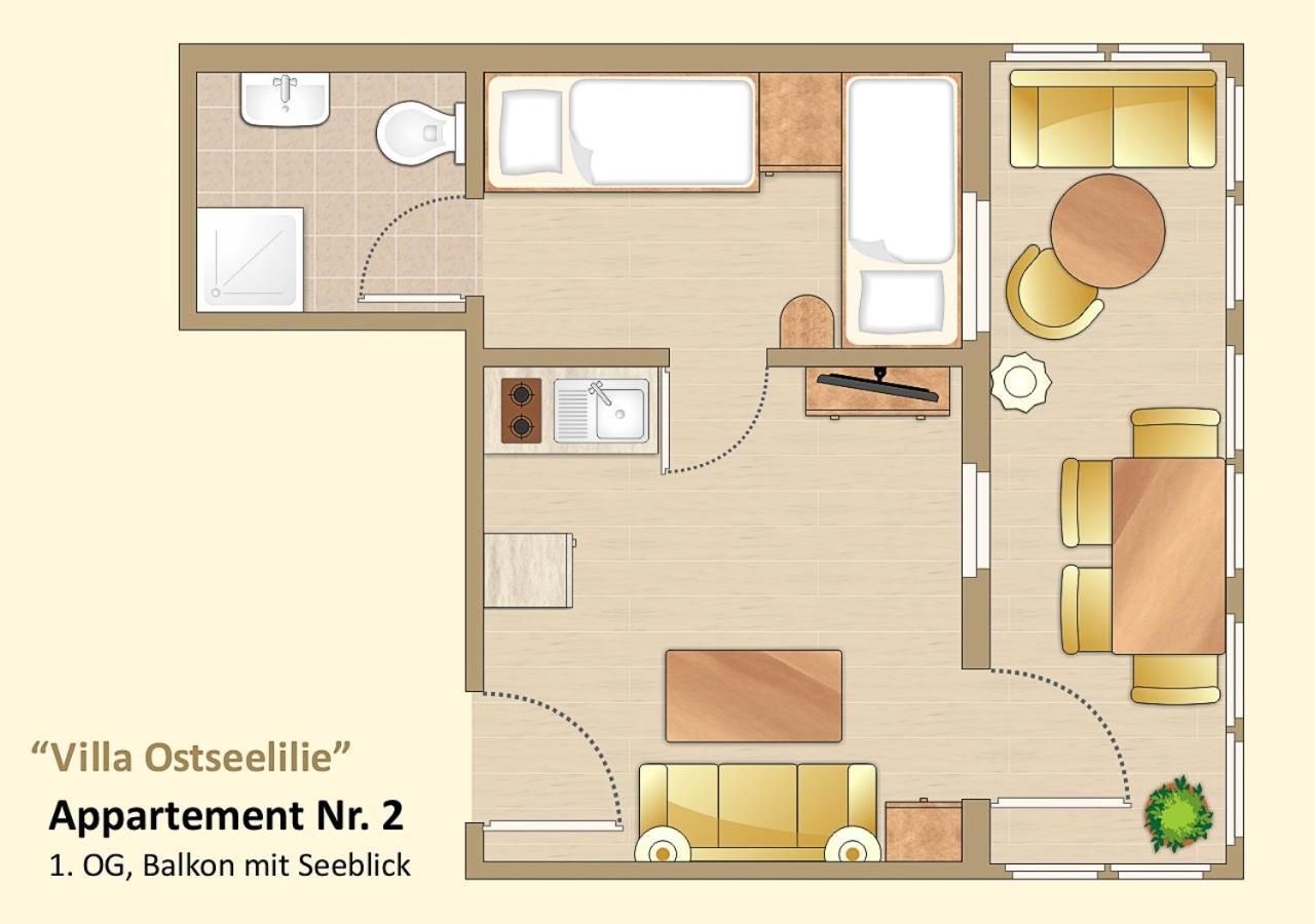 Villa Ostseelilie - Appartements Mit Balkon Und Meerblick Сасниц Стая снимка